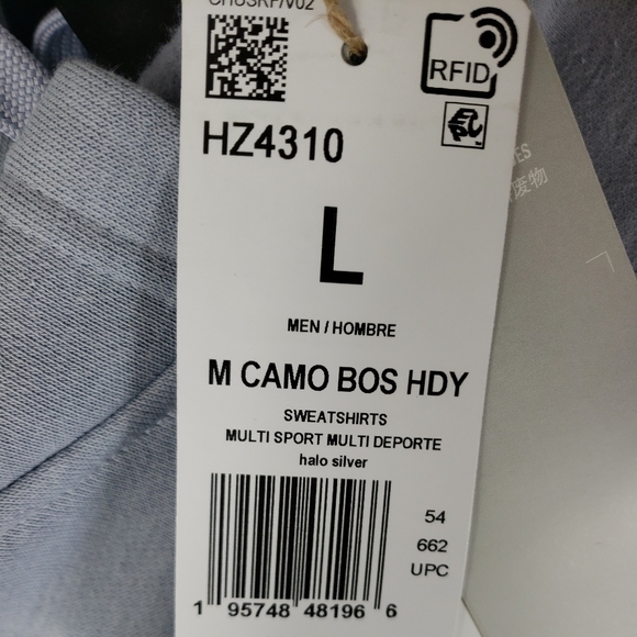 adidas Men's Essentials Camo Print Hoodie Sweatshirt Halo Blue Silver - Picture 9 of 11